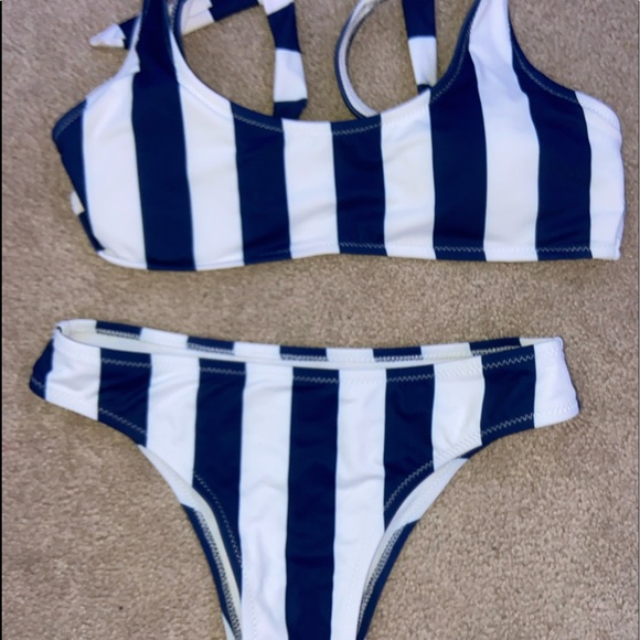 Navy and White bathing suit - Picture 1 of 1